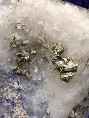 Isomatric Lazurite Crystal Nicely Perched On Calcite With Pyrite