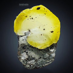 Lemon Yellow Brucite Specimen on Chromite Matrix