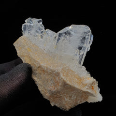 Love Arrangement Of Tabular Faden Quartz On Lemonite Matrix