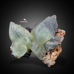 Lovely Butterfly Shape Twinned Calcite With Fluorite And Lemonite Matrix