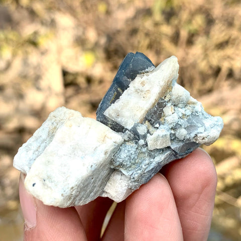 Lovely Isolated Crystal Of Blue Quartz with Smoky Colour On Albite