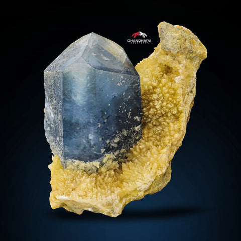 Lovely Isolated Gem Celestite Crystal On Calcite