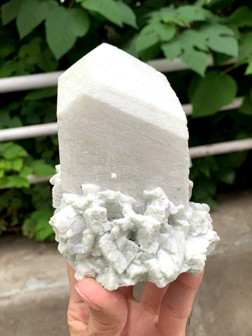 Lovely Milky White Microcline Feldspar On Cleavelandite With Quartz