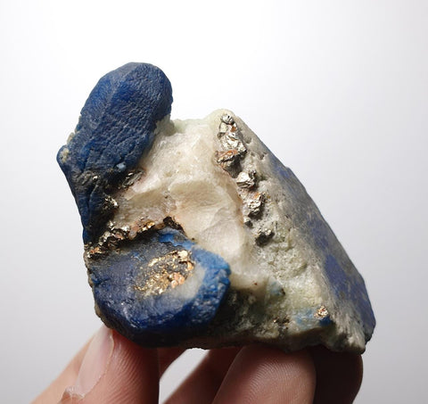 Lovely and Colorful Piece of Afghanite on Calcite with Pyrite