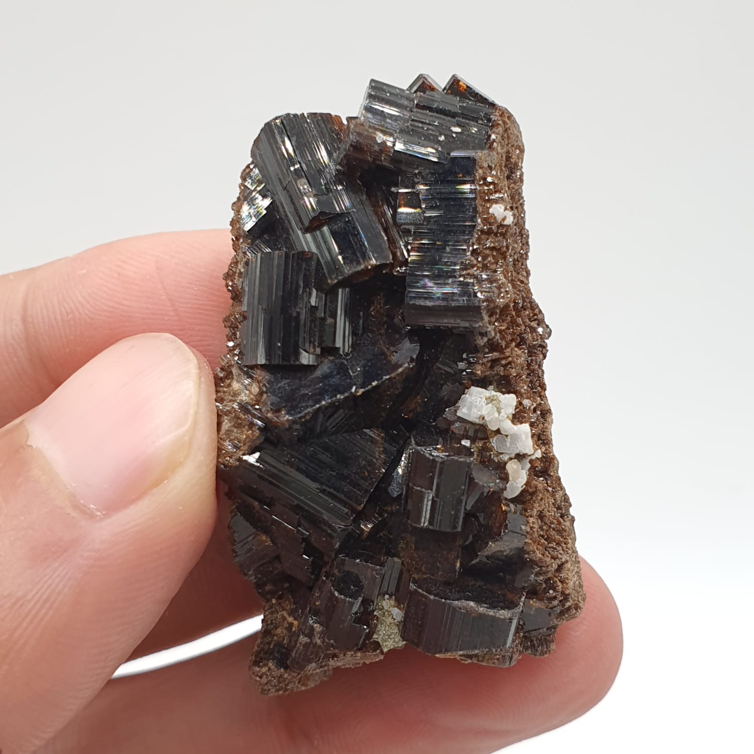Lusterious Elongated Vesuvianite Crystal Aggregate On Matrix