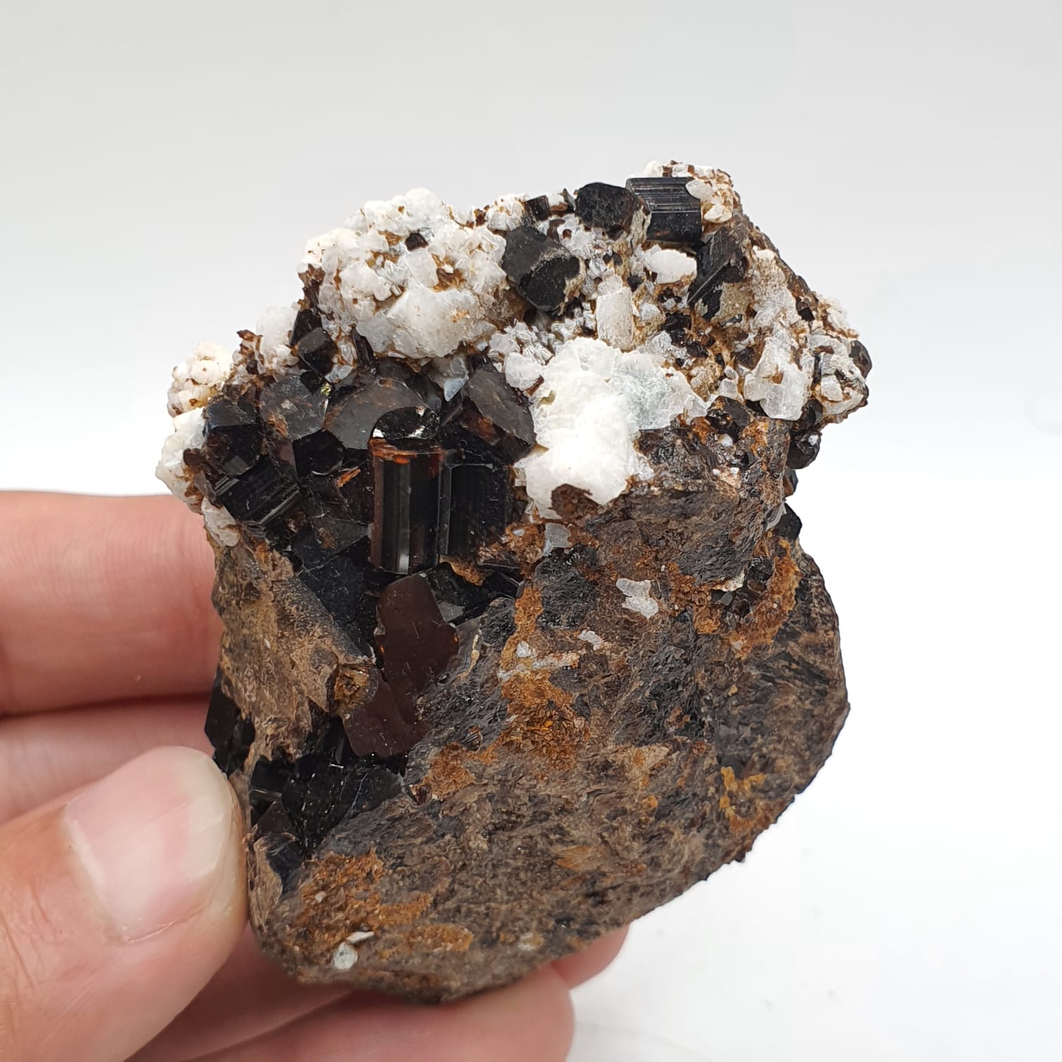 Lusterious Vesuvianite Crystals On Matrix With Albite