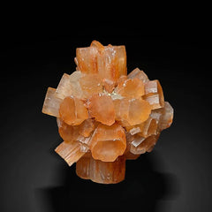 Lustrous Prismatic Aragonite Cluster with Hematite