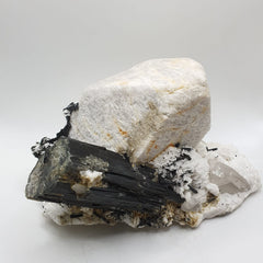 Microcline Feldspar With Schorl On Cleavelandite