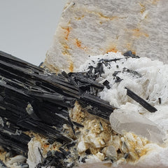 Microcline Feldspar With Schorl On Cleavelandite