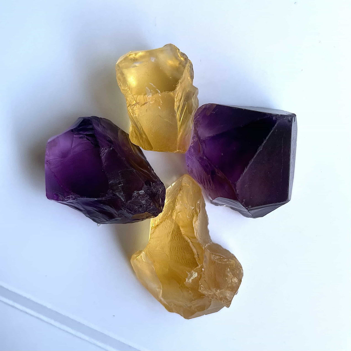 Mix Rough Amethyst and Citrine Pair