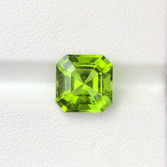 Natural Asscher Cut Vivid Green Peridot