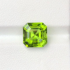 Natural Asscher Cut Vivid Green Peridot