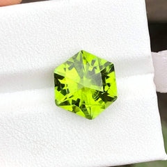 Hexagonal Cut Apple Green Peridot