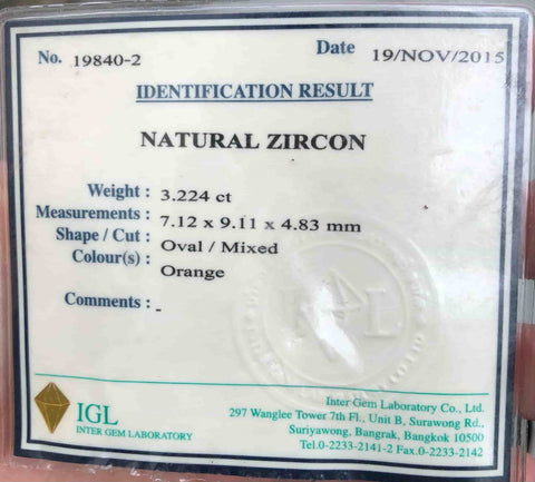 Certified Orage Zircon