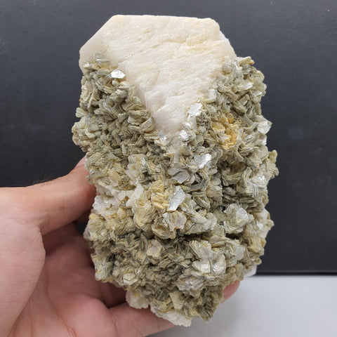 Naturally Etched Microcline With Silvery White Muscovite Rossetts