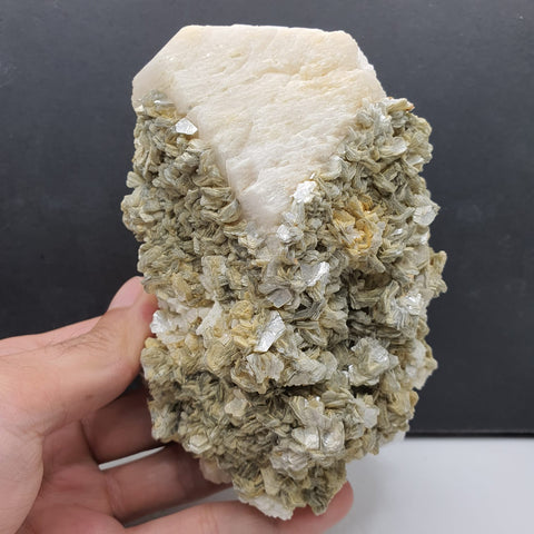 Naturally Etched Microcline With Silvery White Muscovite Rossetts