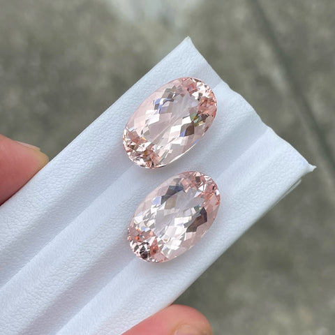 Peachy Pink Natural Morganite Gemstone Pair