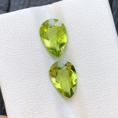 Pear Cut Natural Peridot Pair for Earrings