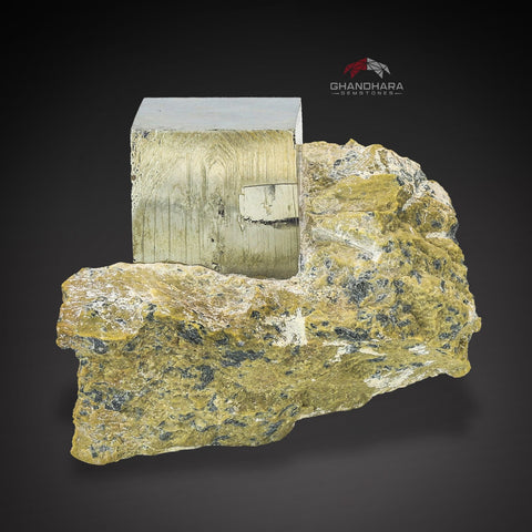 Perfect and Metallic Pyrite Cube Nicely Perched on Marl Matrix