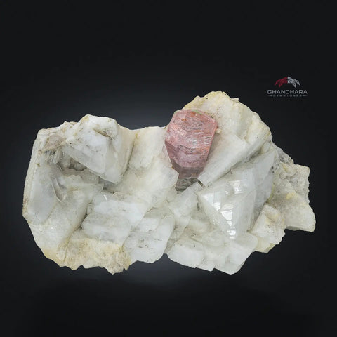 Pink Apatite Nicely Positioned on Creamy White Albite
