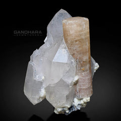 Pinkish Yellow Apatite Crystal on Quartz