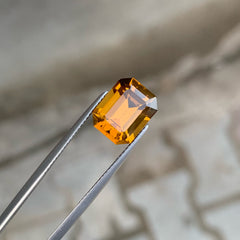 Precise Emerald Cut Honey Citrine Stone