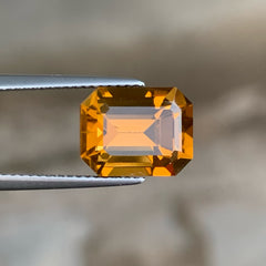 Precise Emerald Cut Honey Citrine Stone