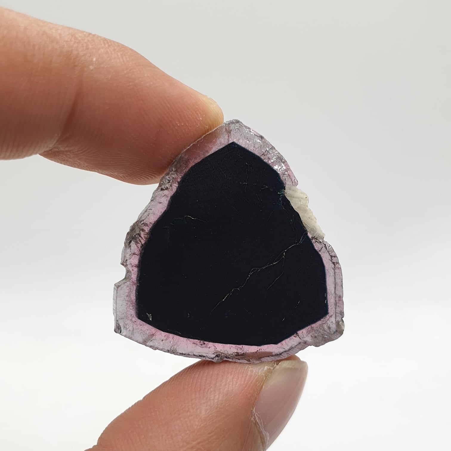 Pretty Bicolor Tourmaline Slice with Nice Detailed Albite attached