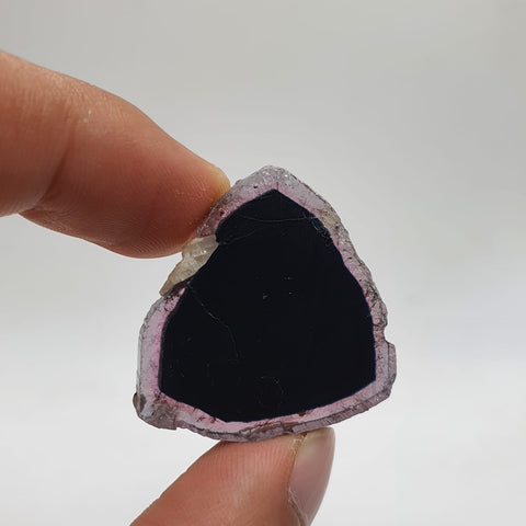 Pretty Bicolor Tourmaline Slice with Nice Detailed Albite attached
