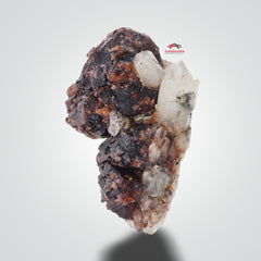 Red Spessartine Garnet Crystals On Quartz