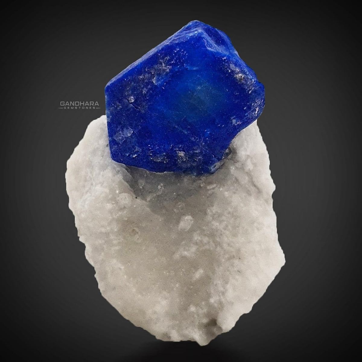 Royal Blue Lazurite Crystal on Calcite Matrix