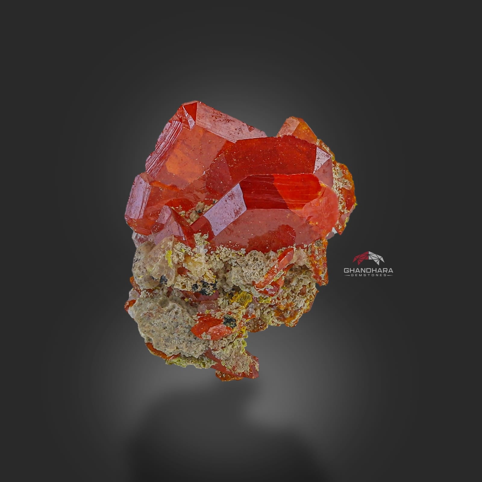 Sculptural Cherry Red Wulfenite On Matrix From Chah Kharboz Mine