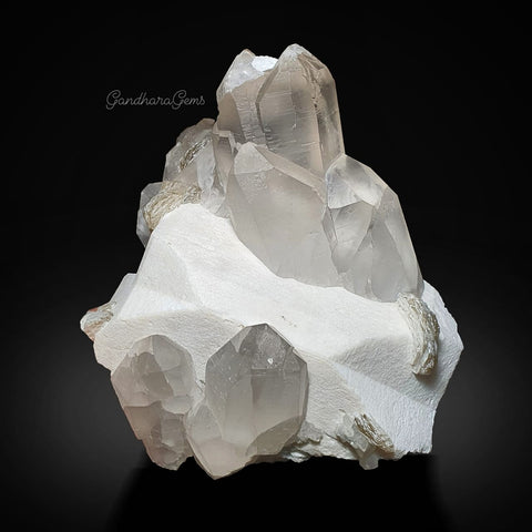 Smoky Quartz Crystals on Microcline Albite