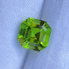 Stunning Vivid Green Peridot in Asscher Cut