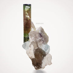 Tourmaline on Blue Topaz with Smoky Quartz Specimen