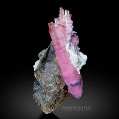 Vibrant Pink Tourmaline Cluster Perched on Smokey Quartz