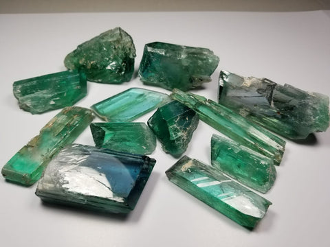 Kunzite Spodumene var Kunzite Lustrous  Green Crystals