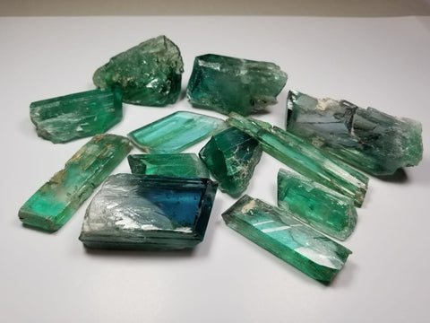 Kunzite Spodumene var Kunzite Lustrous  Green Crystals