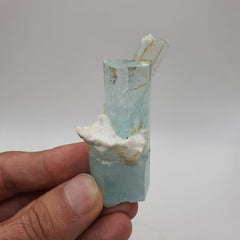 Lovely And Artistic Piece Of Double Terminated Aquamarine With Albite