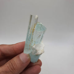 Lovely And Artistic Piece Of Double Terminated Aquamarine With Albite