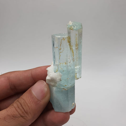 Lovely And Artistic Piece Of Double Terminated Aquamarine With Albite
