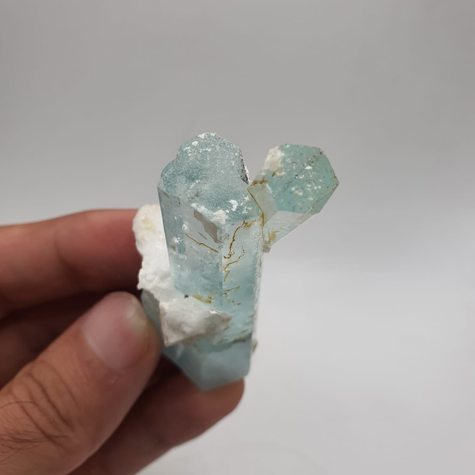 Lovely And Artistic Piece Of Double Terminated Aquamarine With Albite