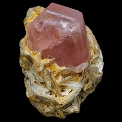 Nice deep pink color complete Apatite crystal grow on Muscovite matrix