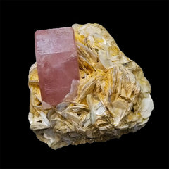 Nice deep pink color complete Apatite crystal grow on Muscovite matrix