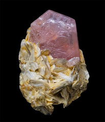 Nice deep pink color complete Apatite crystal grow on Muscovite matrix