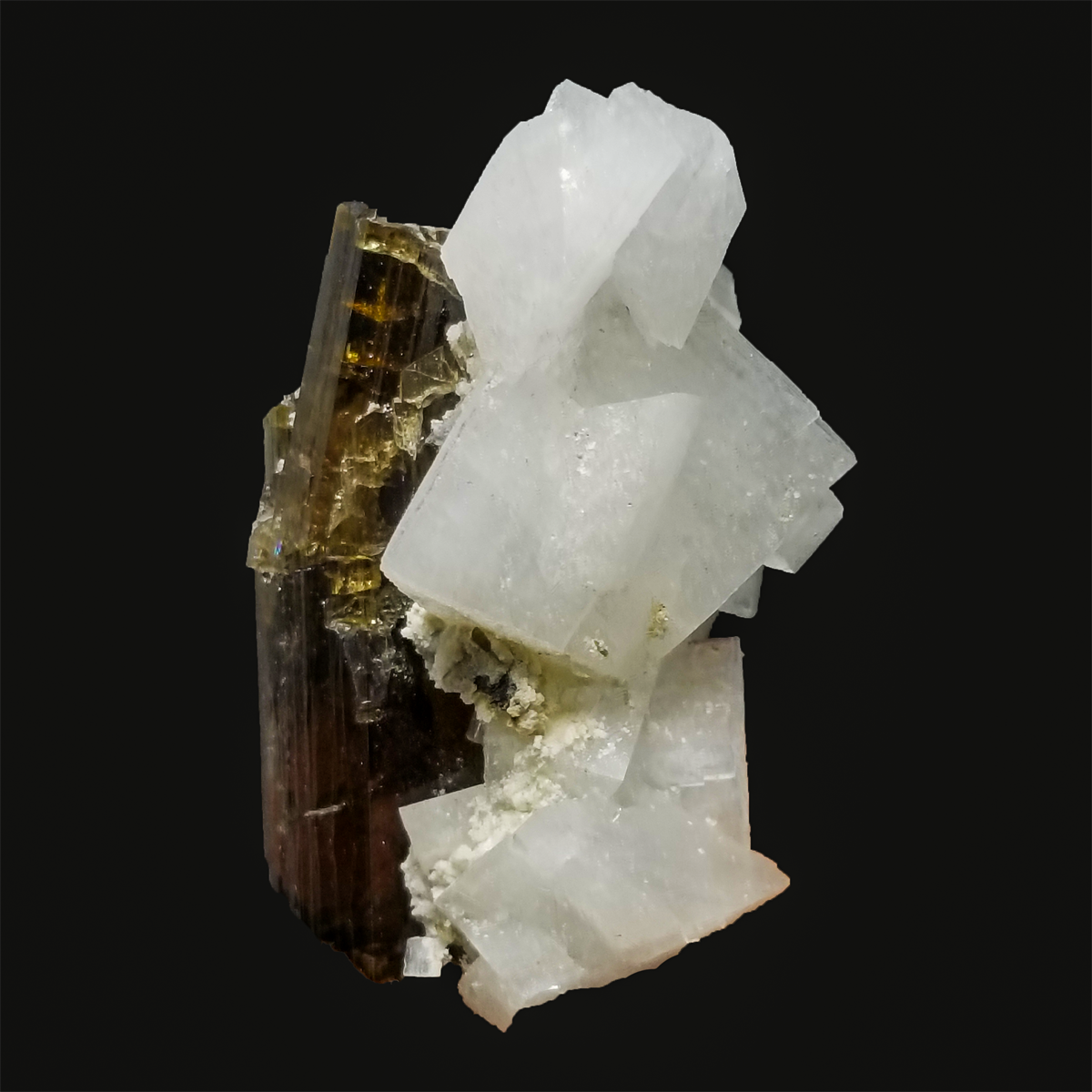 Axinite with White Adularia - Gandhara Gems