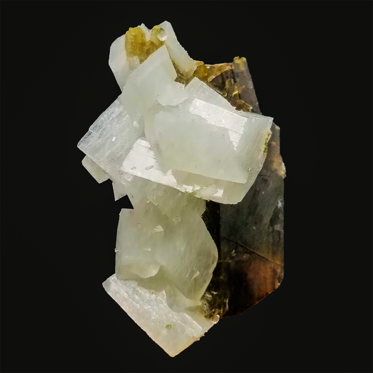Axinite with White Adularia - Gandhara Gems