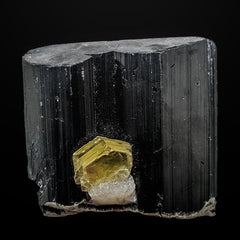 Black Tourmaline Complete Crystal with deep Yellow Muscovite from Skardu, Pakistan