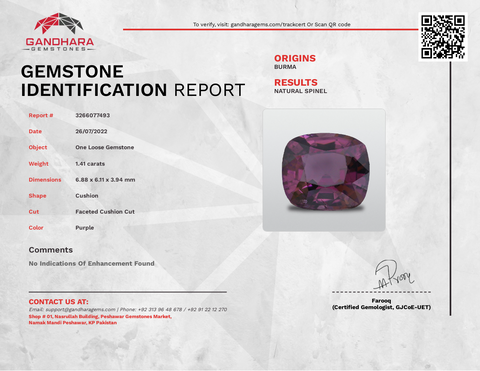 Pinkish Purple Spinel Gemstone