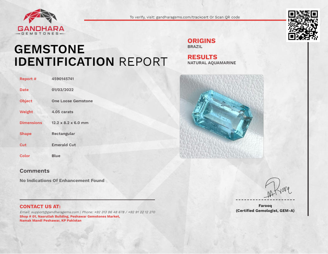 Brazilian Aquamarine Gemstone Gandhara Gems
